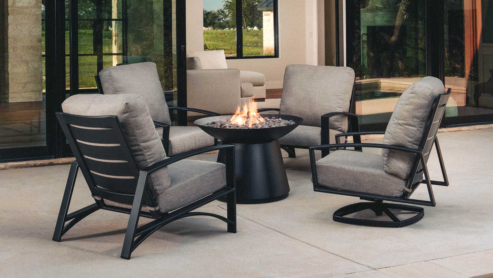 deep seating club chairs and fire pit